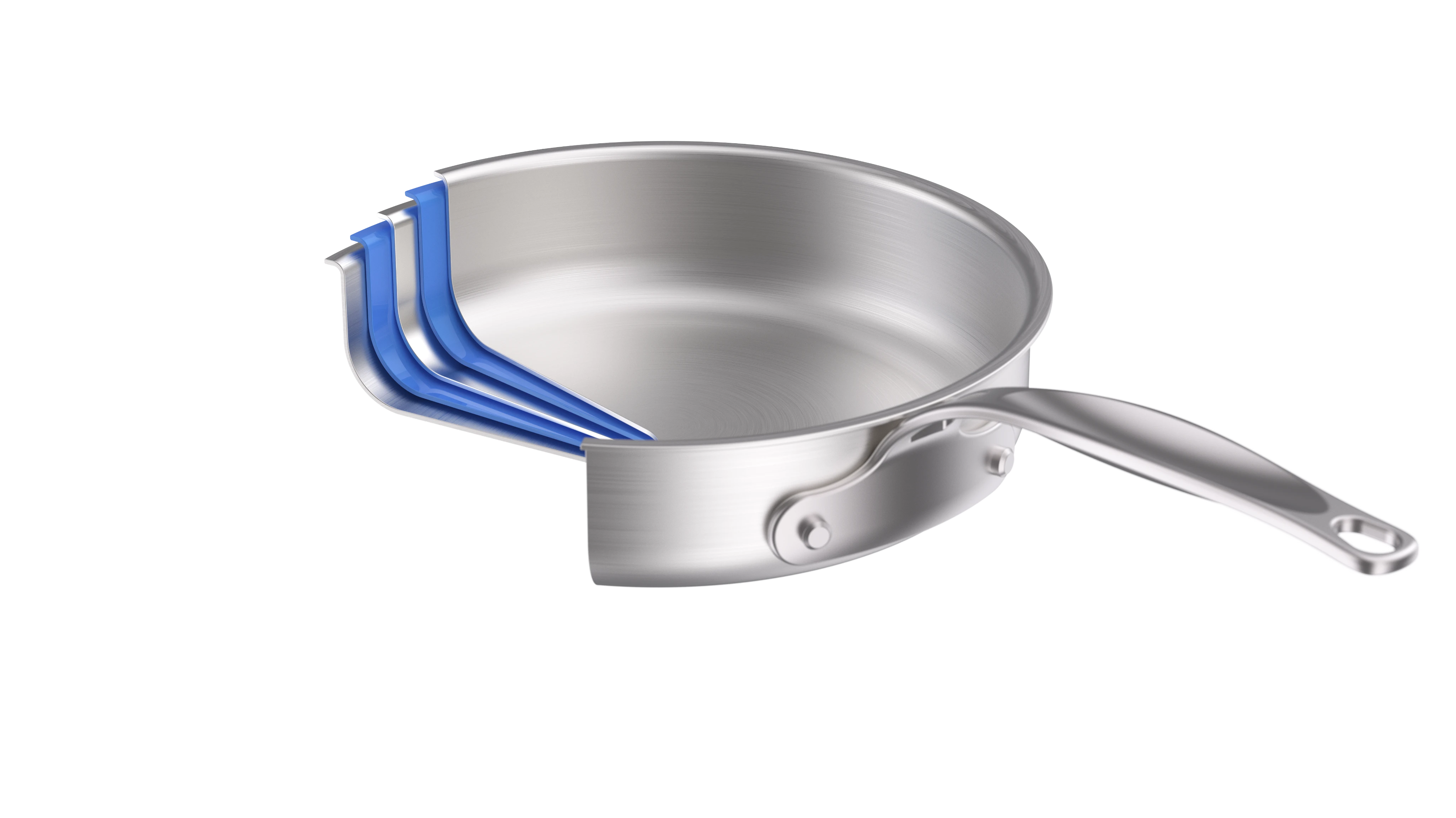 Legend stainless steel pan cutaway showing five bonded layers