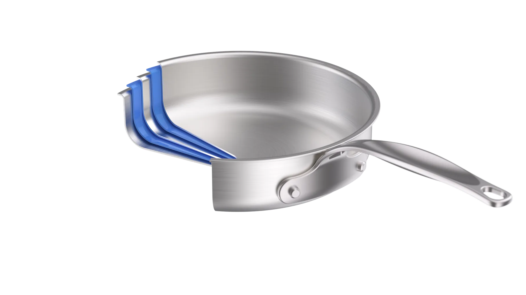 Cutaway of a Legend 5-ply pan showing its layers