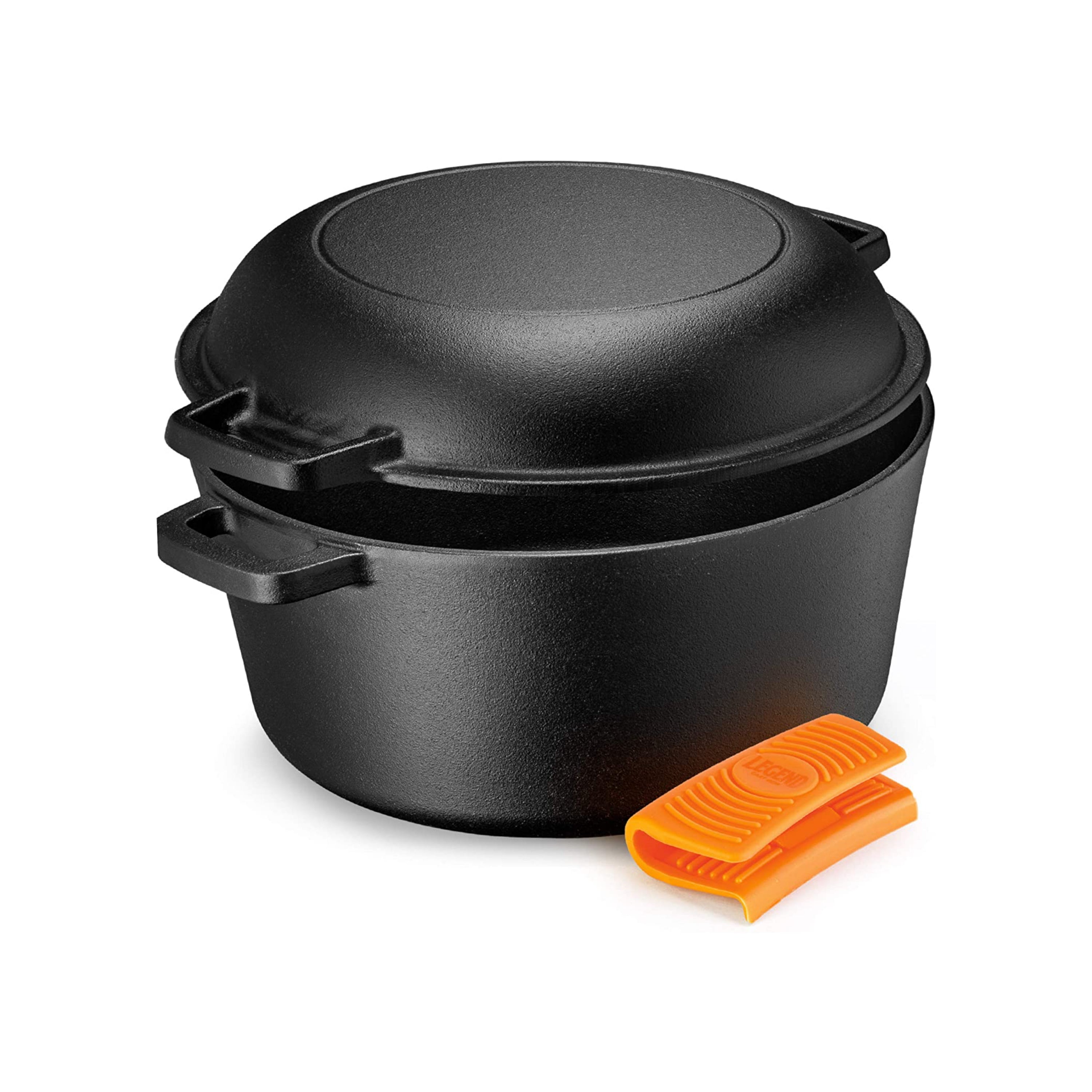 LEGEND COOKWARE Legend cookware cast Iron Dutch Oven 7qt Heavy-Duty Stock  Pot for Frying, cooking, Baking & Broiling on Induction, Electric, ga
