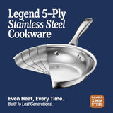 Stainless Steel 5-Ply Frying Pan  with Lid | 12 inch
