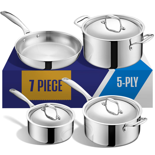 The Essential Set | 5-Ply Stainless 7-Piece Set – Legend Cookware