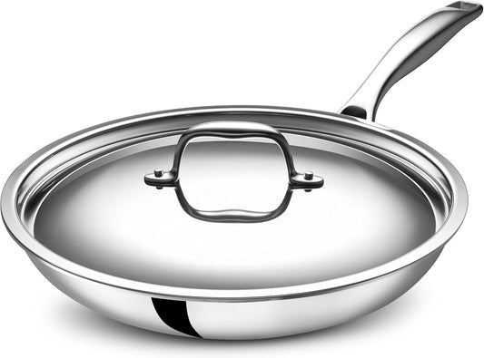 Stainless Steel 5-Ply Frying Pan  with Lid | 12 inch
