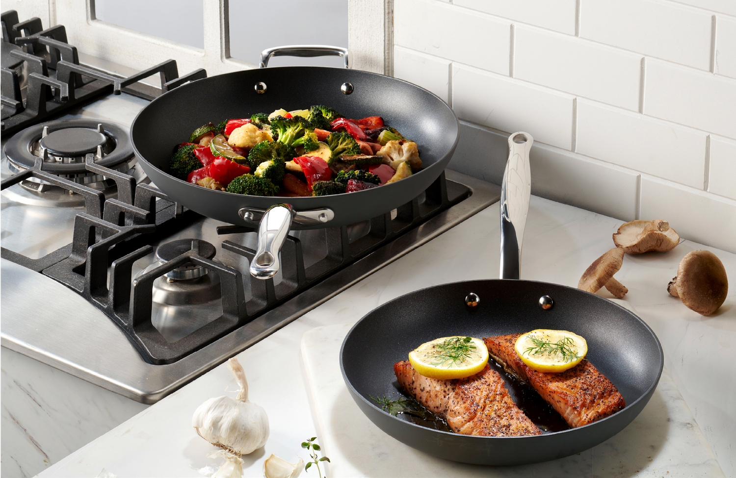 Legend Cookware 8” & 10” 5-Ply Stainless Steel-Clad Non-Stick Skillet Frying Pan 2-Piece Set - Professional Cookware 5-Ply Aluminum PFOA Free - Fry