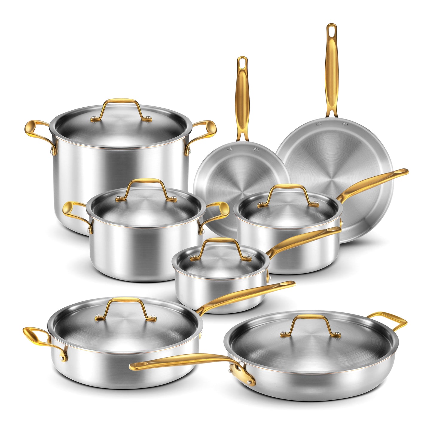 Legend Stainless Steel 5-Ply Copper Core 14-Piece Cookware Set