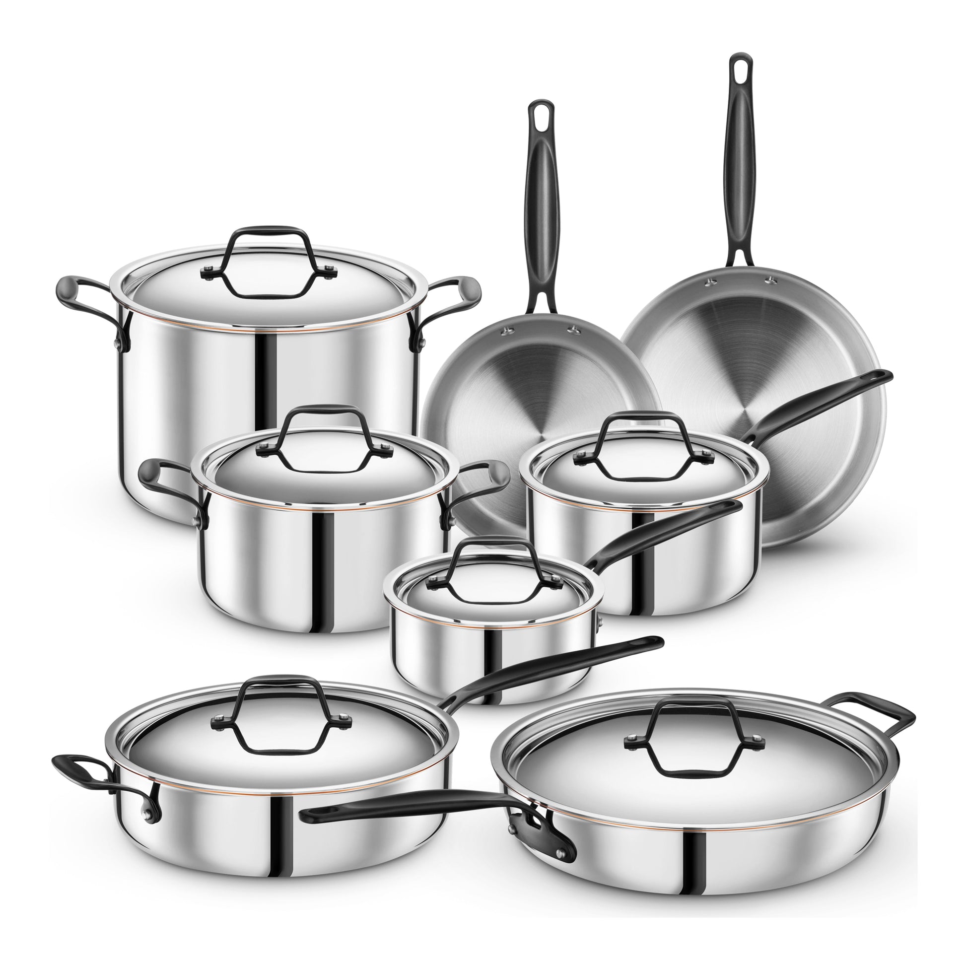 Legend 5-Ply Super Stainless Steel Cookware w/ Aluminum Core 14 Piece Set  New