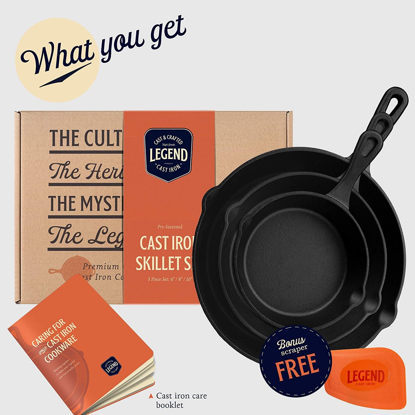  LEGEND COOKWARE, Cast Iron Skillet with Lid