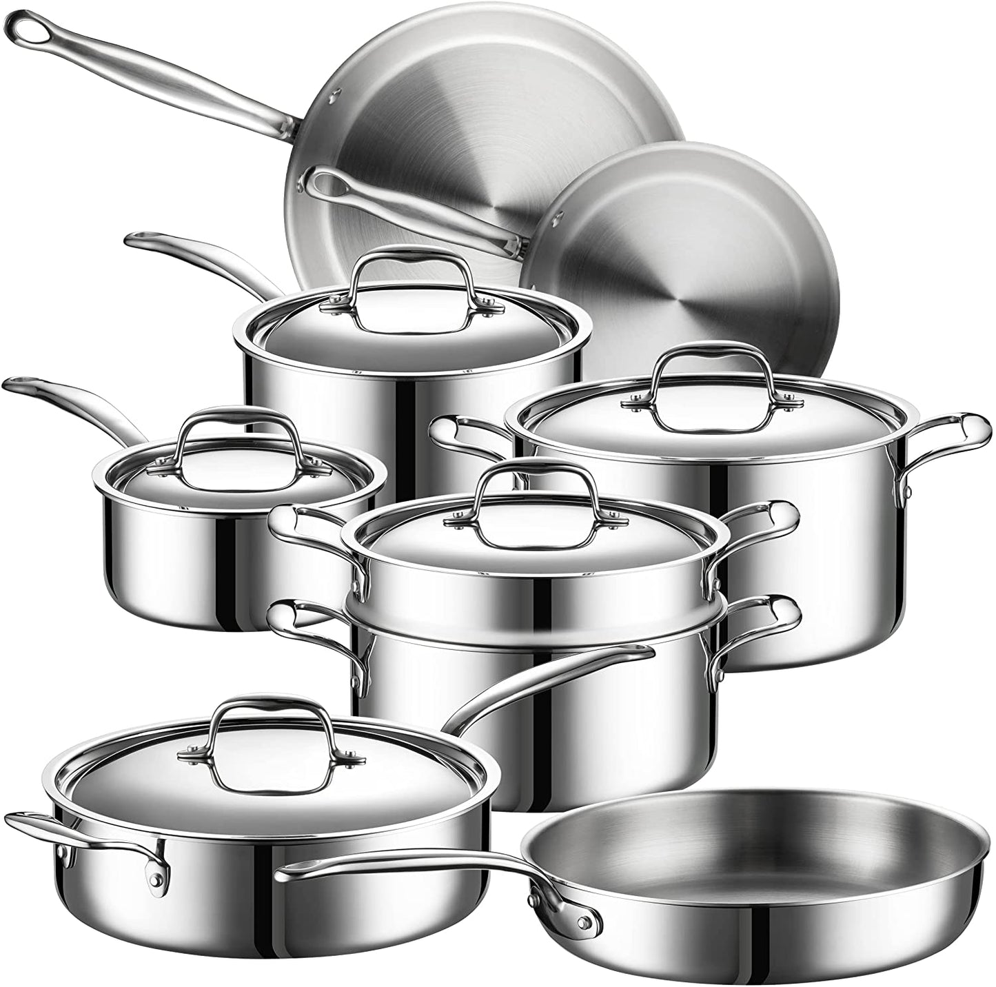 Cooks Standard Stainless Steel Kitchen Cookware Sets 10-Piece, Multi-P